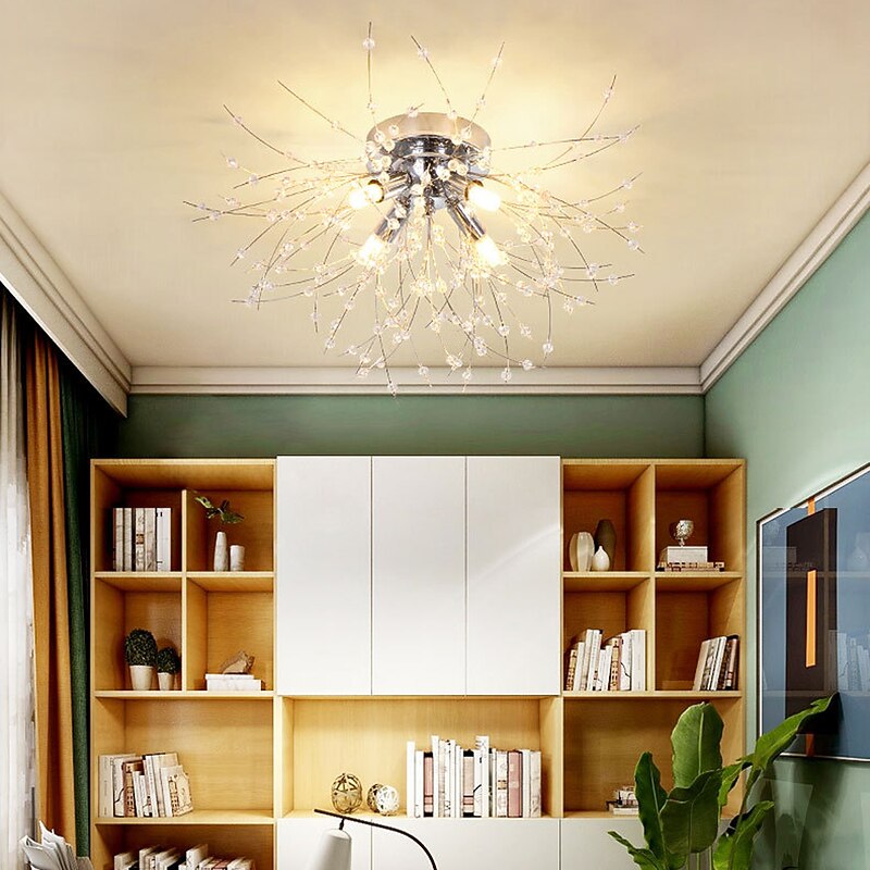 50/60/70cm LED Ceiling Light 5 6 8 Heads Unique Globe Dandelion Design  Chandelier Nordic  Artistic Style Fireworks Crystal Lamp Living Room Dining Room Bedroom  Bar Lamp2
