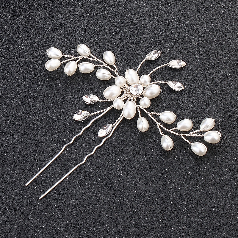 korean bride hairpin wedding jewelry pearl crystal beaded hairpin u-shaped clip wedding dress hair styling accessories2