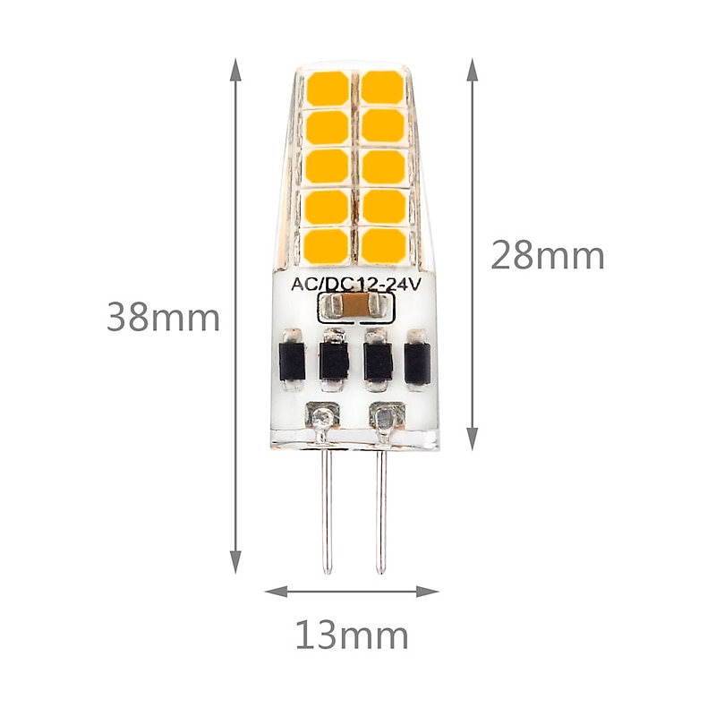 G4 LED Bulb 3W Equivalent to 20W-25W T3 JC Type Bi-Pin G4 Base Halogen Bulb AC/DC 12V Warm White 3000K G4 Light Bulb for Puck Light RV Under Counter Kitchen Lighting Under Cabinet Light 4 Pack2