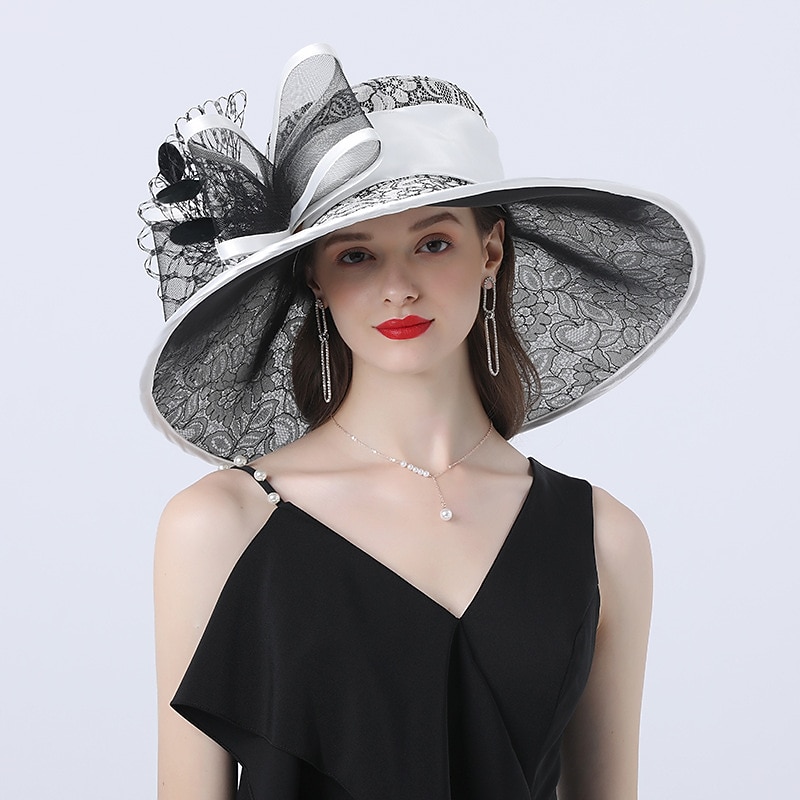 Headwear Poly / Cotton Blend Bucket Hat Sun Hat Wedding Outdoor Kentucky Melbourne Cup Headwear With Lace Floral Headpiece Headwear dress to impress Race Day Dress
