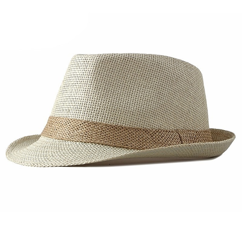 Men's Straw Hat Sun Hat Panama Hat Fedora Trilby Hat Blue Brown Pure Cotton Classic Retro Pure Color Party 1920s Fashion Vintage Party Dailywear Color Block Outdoor Travel2