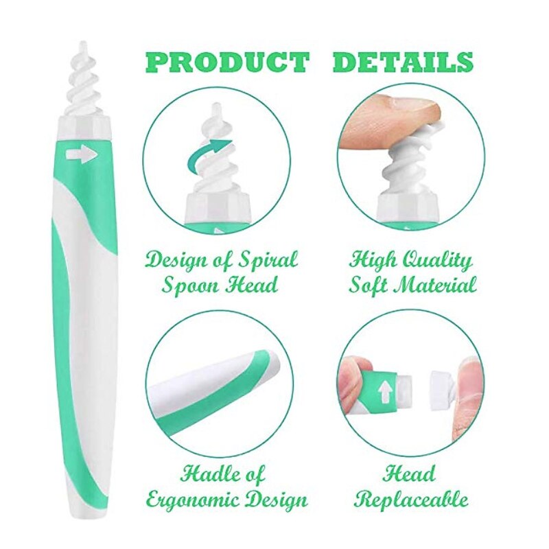 Ear Wax Removal Tool Ear Wax Remover Silicone Ear Cleaner Safe Soft Spiral Smart Reusable Ear Picker Clean Kit Catcher 15 Replacement Tips for Adults  Humans4