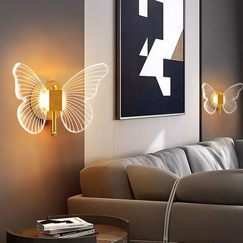 Lightinthebox LED Wall Lights Butterfly Design Cute Modern Wall Lamp Bedroom Kids Room Gift for Family Friends Iron Wall Light 220-240V 5 W4
