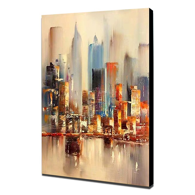 Oil Painting Handmade Hand Painted Wall Art Mintura Modern Abstract City Landscape Home Decoration Decor Rolled Canvas No Frame Unstretched4