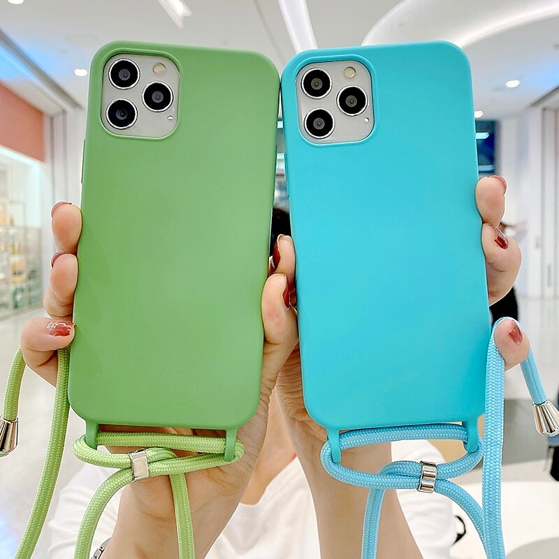 Phone Case For iPhone 16 15 14 Pro Max Plus 16e 13 12 11 Pro Max Mini Back Cover Liquid Silicone Case with Lanyard Shockproof Solid Color Silicone2