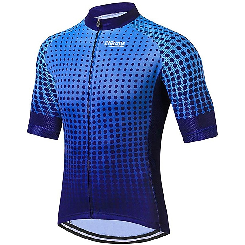 Men's Cycling Jersey Solid Color Patterned Dot Short Sleeve Bike Jersey Top with 3 Rear Pockets Mountain Bike MTB Road Bike Cycling UV Resistant Quick Dry Back Pocket Sweat-Wicking Sports Yellow Blue2
