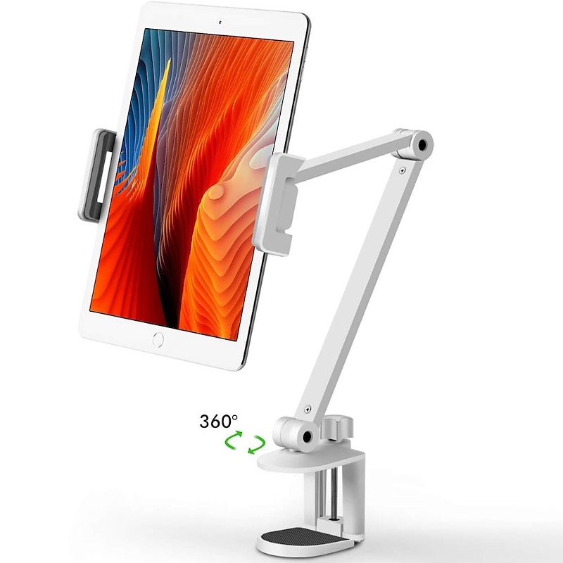 Tablet Stand Holder with 360° Adjustable 27in Long Arm, Webcam Stand Projector Camera Mount, Fit for 4.7