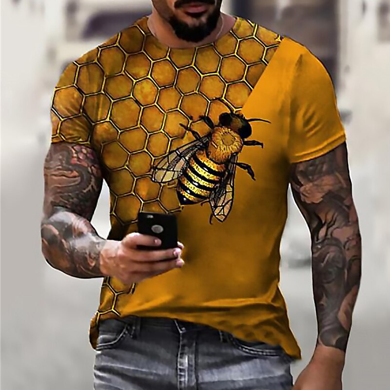 Men's Unisex Bee Graphic Prints Shirt T Shirt Tee Short Sleeve T shirt 3D Print Crew Neck Shirt Designer Casual Big and Tall Daily Holiday A B C Summer Clothing Apparel S M L XL XXL 3XL 4XL2