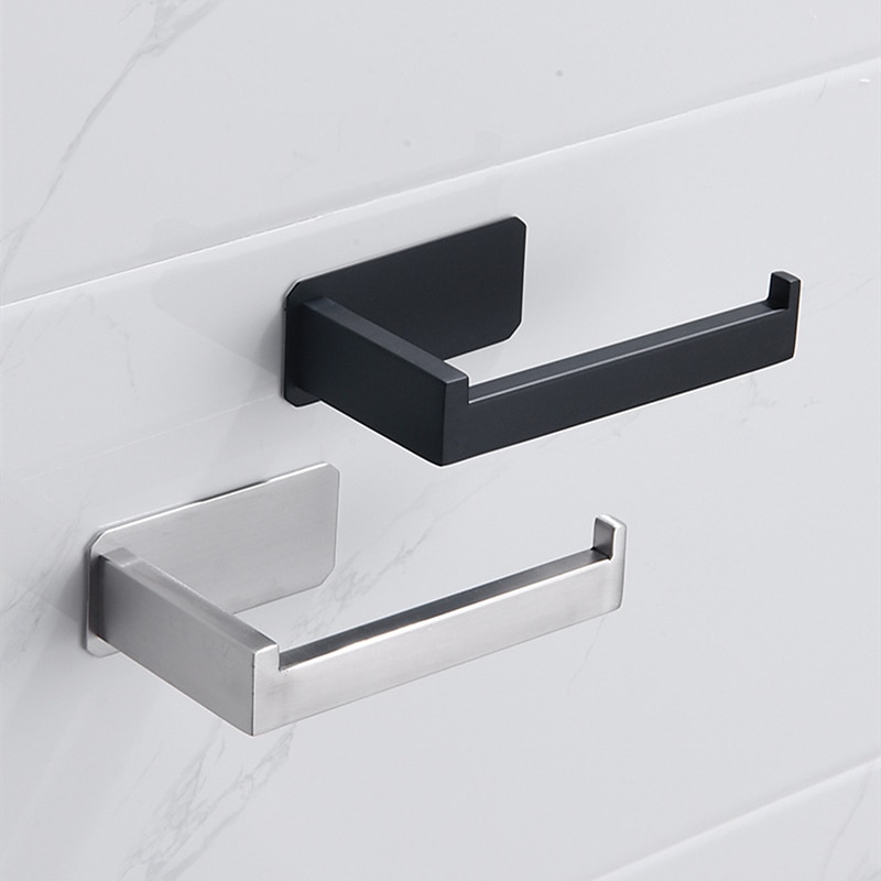 Toilet Paper Holder Self Adhesive 304 Stainless Steel For Bathroom and Kitchen(Black/Brushed Nickel)4