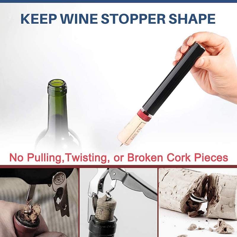 Air Pump Wine Bottle Opener Safe Portable Stainless Steel Pin Cork Remover Air Pressure Corkscrew Kitchen Tools Bar Accessories3