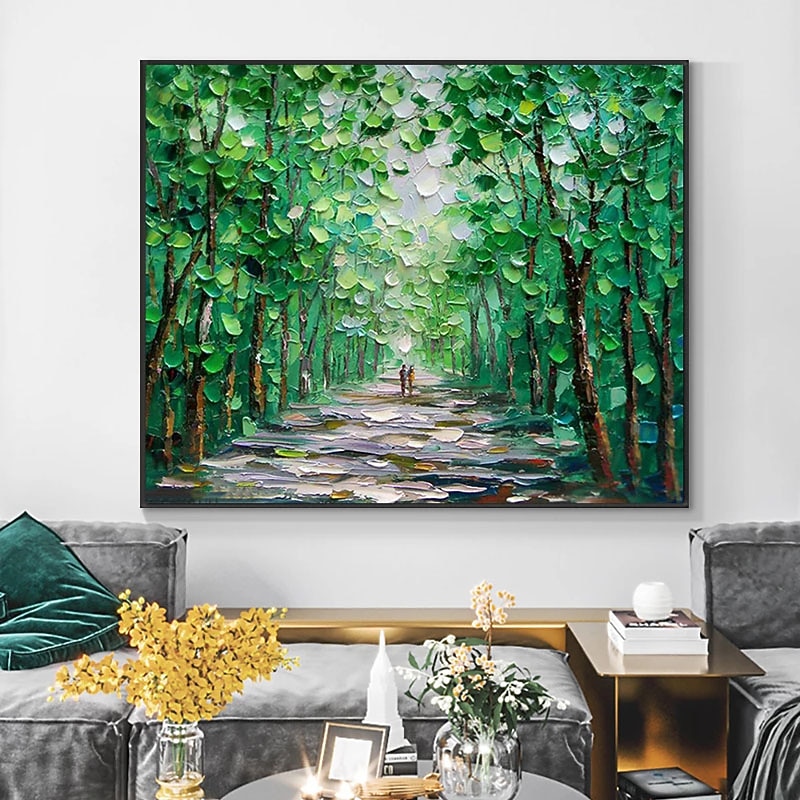 Oil Painting Handmade Hand Painted Wall Art Green Scenery Abstract Pictures Home Decoration Decor Stretched Frame Ready to Hang3