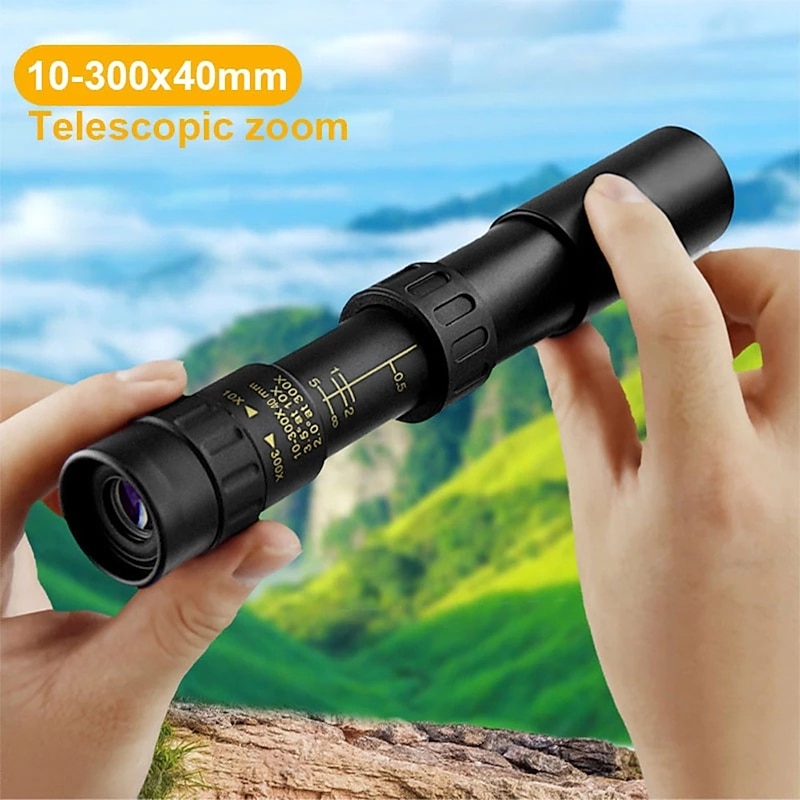 Retractable Monocular 10-300X40mm Long Range Mini with Zoom Magnification for Travel Hunting Camping and Outdoors