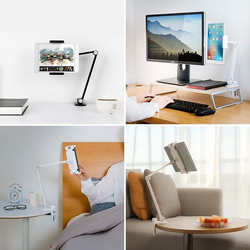 Tablet Stand Holder with 360° Adjustable 27in Long Arm, Webcam Stand Projector Camera Mount, Fit for 4.7"-13" Devices Phone iPad Galaxy Tablets, Switch, Kindle2