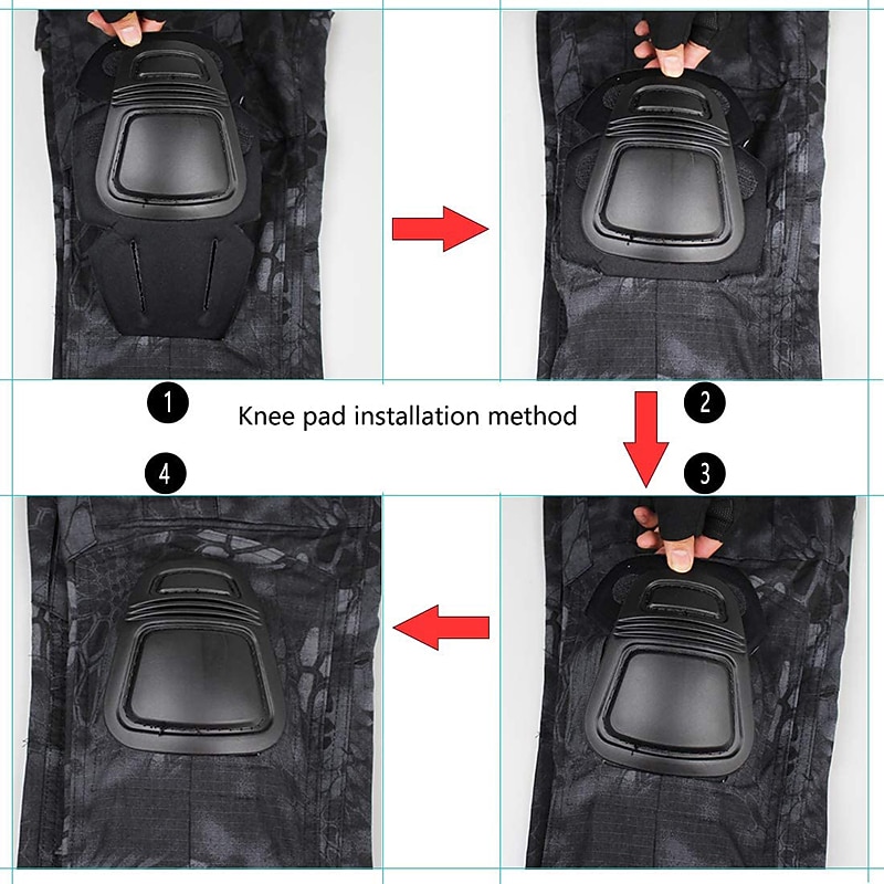 Men's Cargo Pants Cargo Trousers Combat Trousers Tactical Pants Camo Pants Knee Pads Camo Camouflage Ripstop Breathable Outdoor Military Tactical Jungle Digital Police black python pattern3