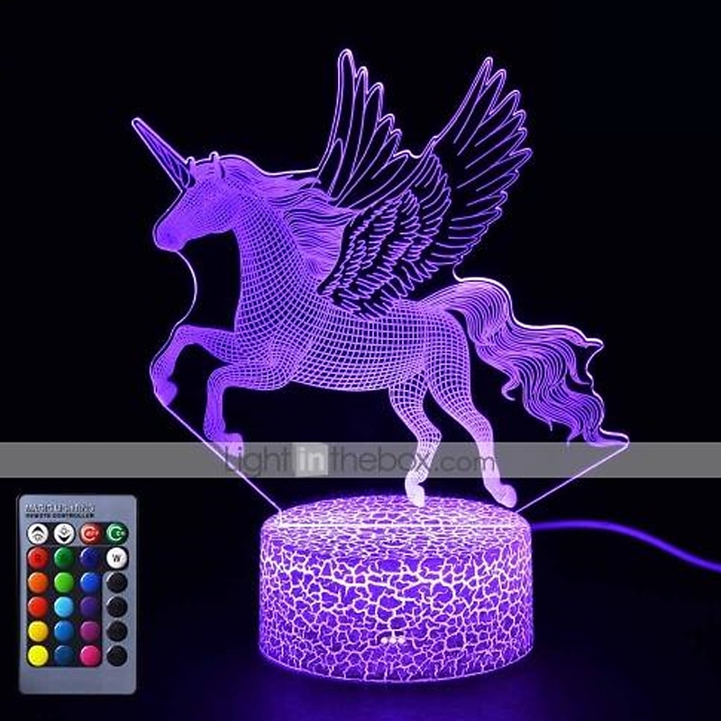 Unicorn 3D Night Light for Kids Illusion Lamp Kids 16 Colors Changing Lamp Smart Touch Remote Control Party Supplies as Birthday Xmas Gift Idea for Girls Boys4