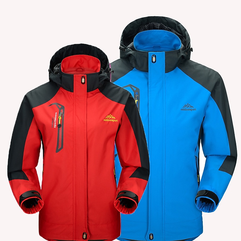 Men's Hiking Windbreaker Outdoor Waterproof Windproof Breathable Quick Dry Hiking Outfits Hiking Clothes Summer Spring Top Ski / Snowboard Fishing Climbing Male denim blue Male red Male Royal Blue