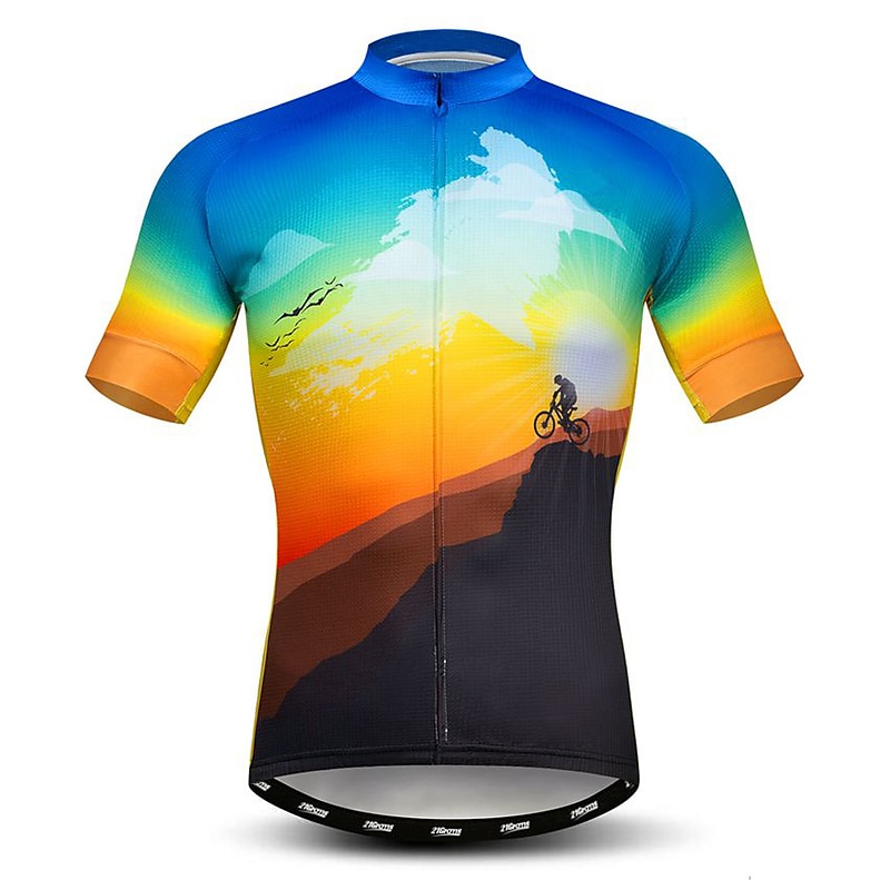 Men's Cycling Jersey Patterned Novelty Funny Short Sleeve Bike Jersey Top with 3 Rear Pockets Mountain Bike MTB Road Bike Cycling Quick Dry Front Zipper Back Pocket Moisture Wicking Sports Black2