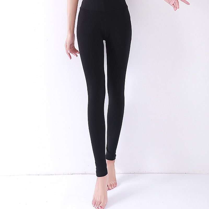 Women's Basic Essential Soft Tights Leggings Patchwork Full Length Pants Gym Yoga Stretchy Solid Color Breathability High Waist Skinny Dark Gray Pink Eggplant Purple Black Grey M (height 150-158) XL3