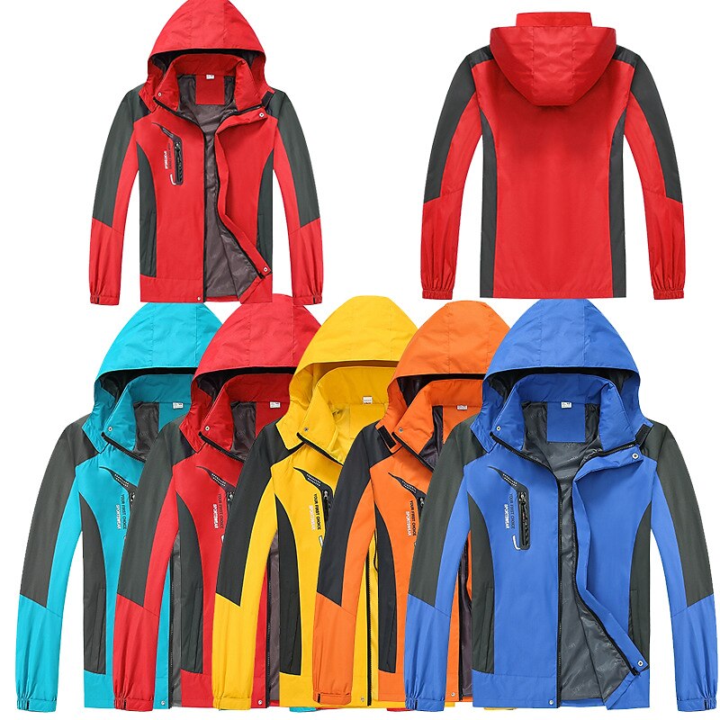 Men's Hoodie Jacket Waterproof Hiking Jacket Hiking Windbreaker Spring Outdoor Thermal Warm Waterproof Windproof Quick Dry Outerwear Coat Top Fishing Climbing Beach Kong Lan Yellow Red Royal Blue