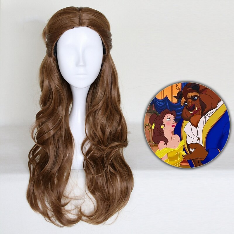 Beauty and The Beast Princess Bella Wig Cosplay  Women Long Wavy Brown Synthetic Hair  Party Role Play Wigs Halloween Wig