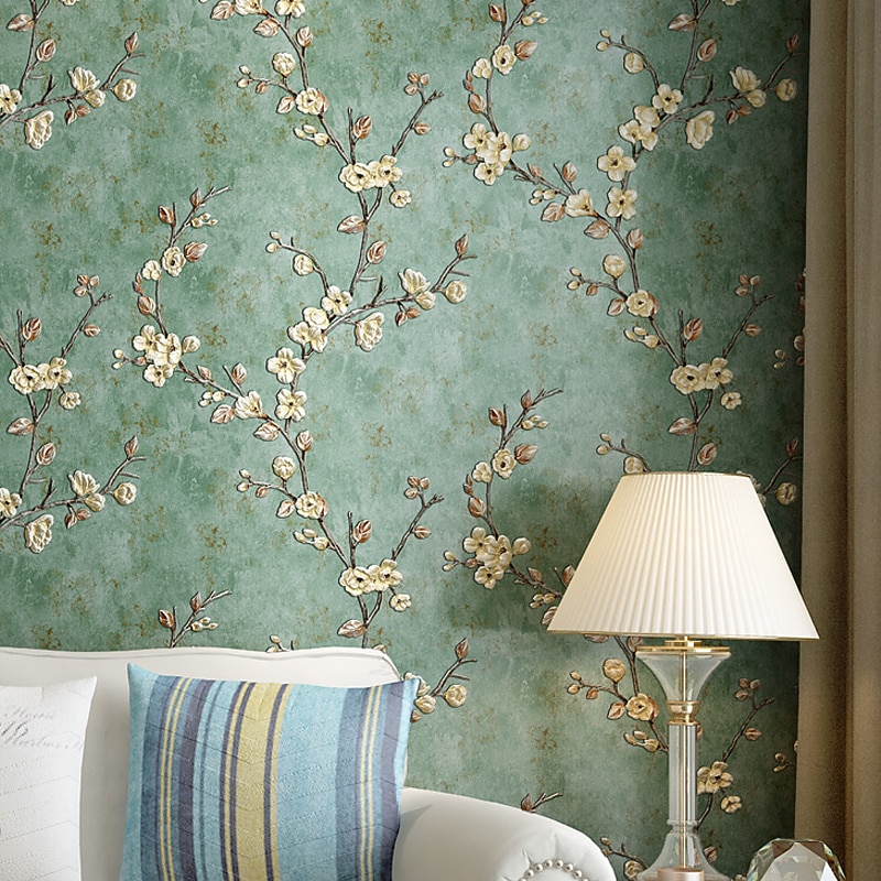 Cool Wallpapers Flower Wallpaper Wall Mural 3D Wall Cover Sticker Film Peel and Stick Removable Self Adhesive Embossed Plum Blossom Non Woven Home Decoration 300*53cm4