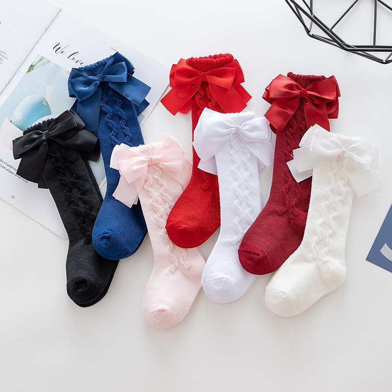 Kids Girls' Children's Day Underwear White Black Pink Solid Colored Patchwork Fall Winter Lolita Daily Wear 1-12 Years / Toddler / Bow / Sweet / Cotton