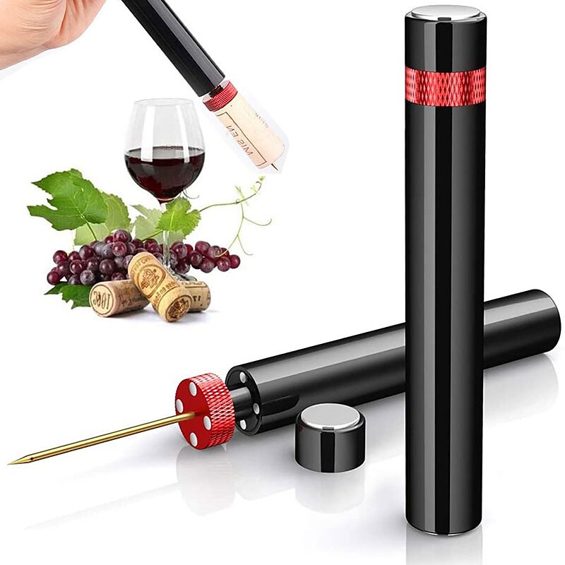 Air Pump Wine Bottle Opener Safe Portable Stainless Steel Pin Cork Remover Air Pressure Corkscrew Kitchen Tools Bar Accessories2