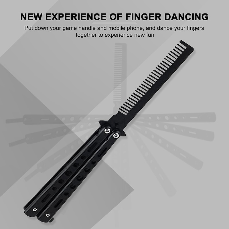Foldable Comb Stainless Steel Practice Training Butterfly Knife Comb Beard Moustache Brushes Hairdressing Styling Tool2