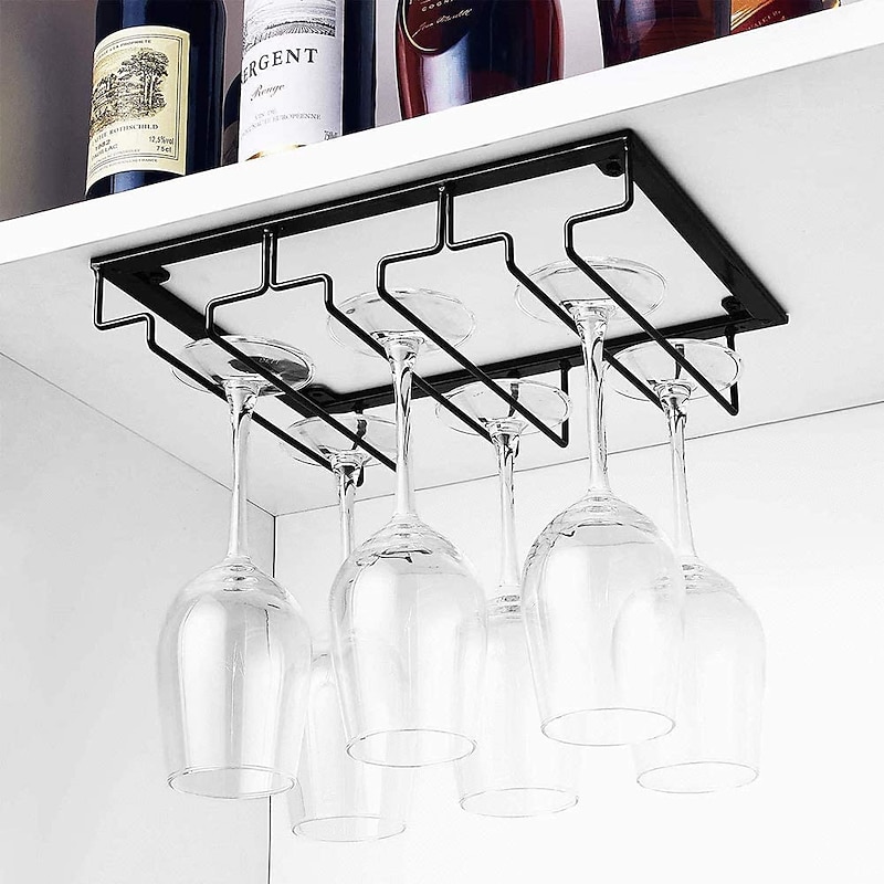 Wine Glass Rack Upside Down Wine Cabinet Goblet 3 to 5 Slot Wine Storage for Cabinet Shelf Hanger3