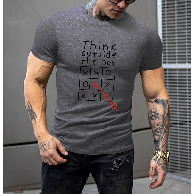 Men's Tic Tac Toe Winning Game Graphic T-Shirt Casual Lifestyle Short Sleeve Top4