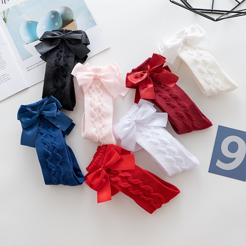 Kids Girls' Children's Day Underwear White Black Pink Solid Colored Patchwork Fall Winter Lolita Daily Wear 1-12 Years / Toddler / Bow / Sweet / Cotton3