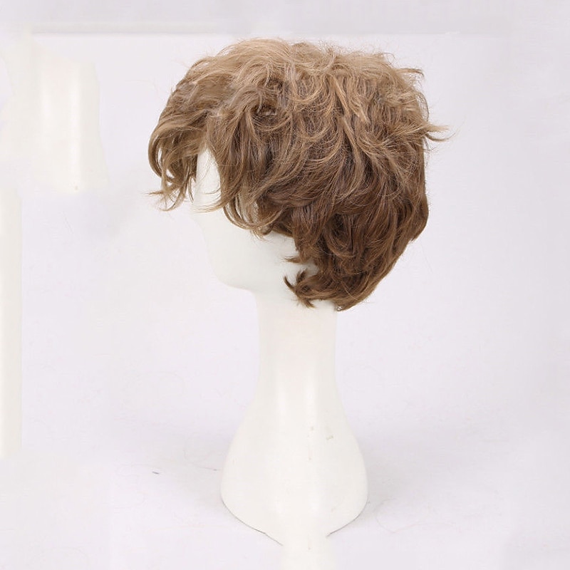 Fantastic Beasts and Where To Find Them Newt Scamander Short Brown Ombre Curly Cosplay Wigs Carnival Prop Hair Role Play3