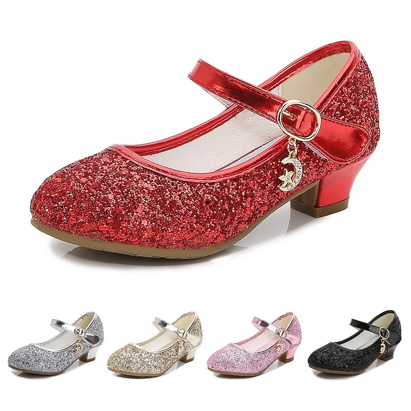 Girls' Heels Glitters Princess Shoes PU Glitter Crystal Sequined Jeweled Toddler(9m-4ys) Little Kids(4-7ys) Big Kids(7years +) Party & Evening Sequin Purple Red Blue Fall Spring