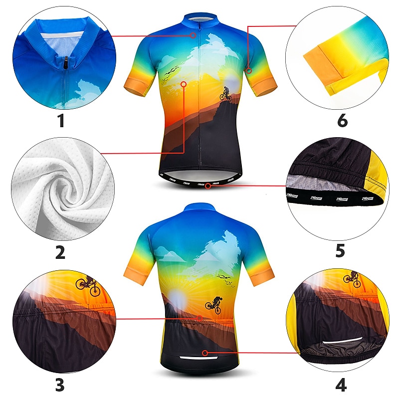 Men's Cycling Jersey Patterned Novelty Funny Short Sleeve Bike Jersey Top with 3 Rear Pockets Mountain Bike MTB Road Bike Cycling Quick Dry Front Zipper Back Pocket Moisture Wicking Sports Black4