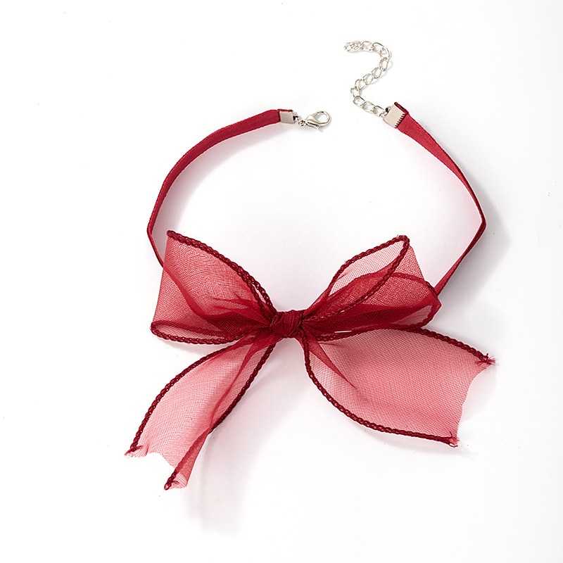 sexy black lace bow-knot collar choker necklace soft velvet suede choker tie cravat jewelry gift for women teens girls (black)2