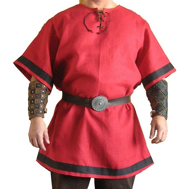 Punk & Gothic Medieval Renaissance Blouse / Shirt Tunic Warrior Viking Plus Size Solid Color Fancy Dress Men's Viking Party Adults' Blouse2