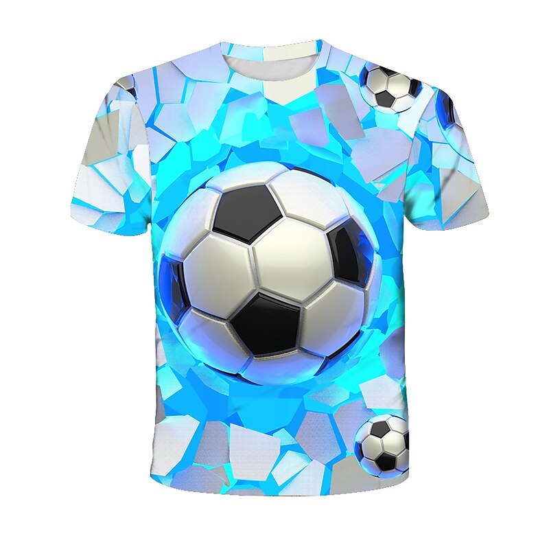 Boys 3D Graphic Football T shirt Short Sleeve 3D Print Summer Active Polyester Kids 4-12 Years Daily Wear Regular Fit2