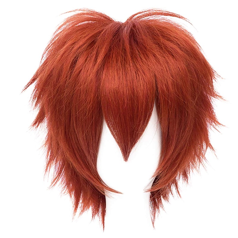 Red Wigs For Women Short Fashion Pointed Layered Anime Cosplay Wigs Carnival Christmas Carnival Dress Up Party Wig Gifts