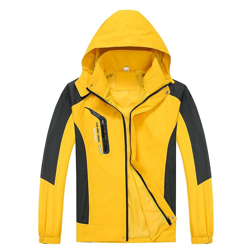 Men's Hoodie Jacket Waterproof Hiking Jacket Hiking Windbreaker Spring Outdoor Thermal Warm Waterproof Windproof Quick Dry Outerwear Coat Top Fishing Climbing Beach Kong Lan Yellow Red Royal Blue3