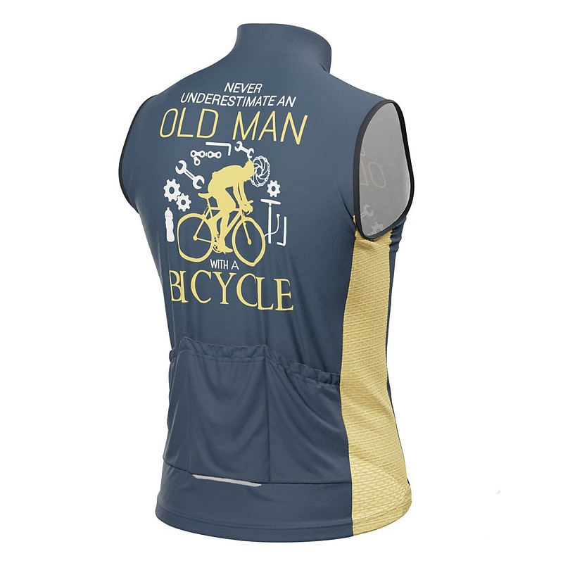 Men's Cycling Jersey Geometric Letter & Number Gear Sleeveless Bike Jersey Top with 3 Rear Pockets Mountain Bike MTB Road Bike Cycling Quick Dry Soft Reflective Strips Back Pocket Sports Red Royal4