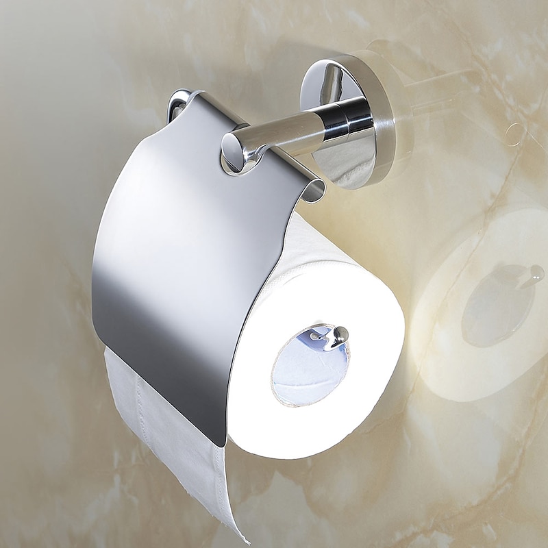 Wall Mounted Stainless Steel Mirror Polished Toilet Paper Holder, 4-Type New Design Creative Contemporary Low-carbon Steel Metal 1pc Bathroom Decor3