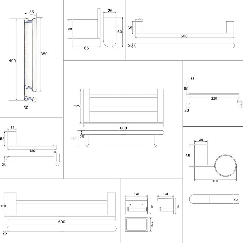 Golden Bathroom Hardware Sets,Wall Mounted Stainless Steel Towel Bar/Toilet Paper Holder/Toilet Brush Holder Multilayer,New Design Multifunction Contemporary3