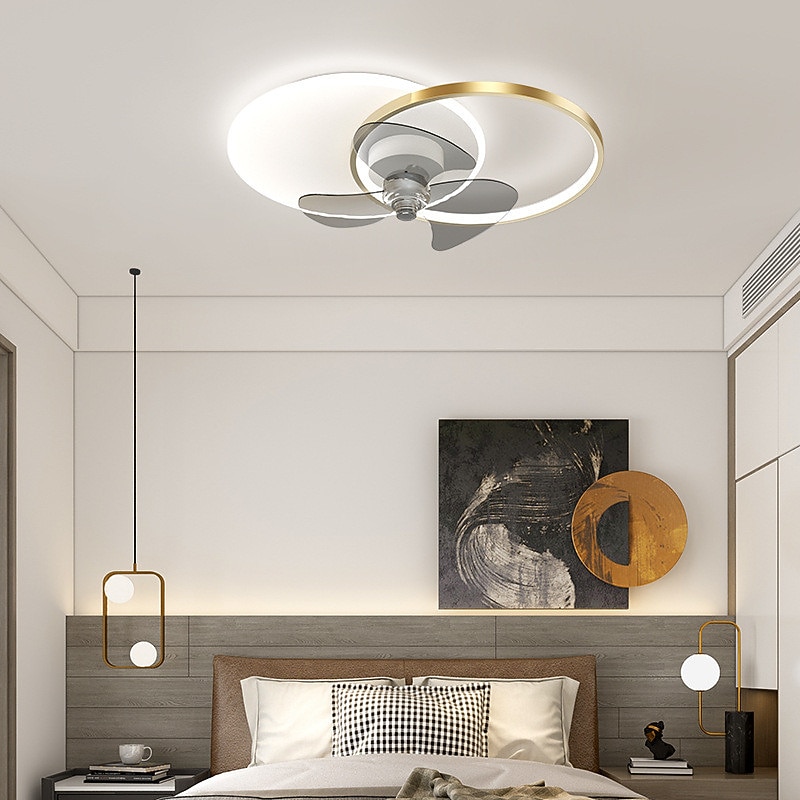 LED Ceiling Fan Light Bedroom Fan Lamp Nordic Ceiling Fan Lamp Modern Simple Room Ceiling Lamp With Silent Fan Lamp