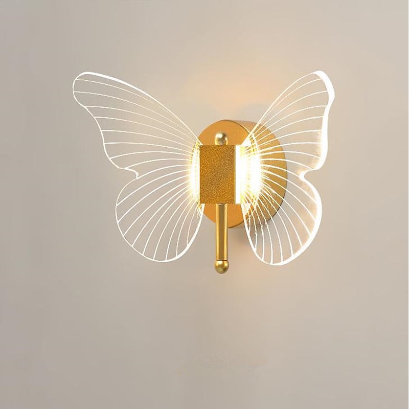 Lightinthebox LED Wall Lights Butterfly Design Cute Modern Wall Lamp Bedroom Kids Room Gift for Family Friends Iron Wall Light 220-240V 5 W3