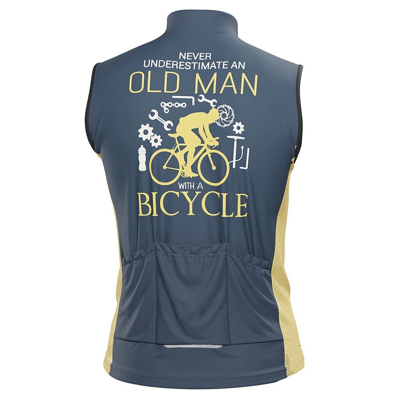 Men's Cycling Jersey Geometric Letter & Number Gear Sleeveless Bike Jersey Top with 3 Rear Pockets Mountain Bike MTB Road Bike Cycling Quick Dry Soft Reflective Strips Back Pocket Sports Red Royal2