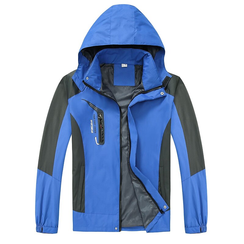 Men's Hoodie Jacket Waterproof Hiking Jacket Hiking Windbreaker Spring Outdoor Thermal Warm Waterproof Windproof Quick Dry Outerwear Coat Top Fishing Climbing Beach Kong Lan Yellow Red Royal Blue2