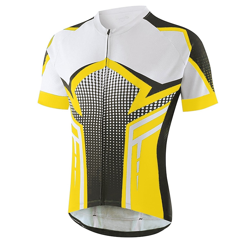 Men's Cycling Jersey Graphic Polka Dot Funny Short Sleeve Bike Jersey Top with 3 Rear Pockets Mountain Bike MTB Road Bike Cycling Quick Dry Soft Reflective Strips Back Pocket Sports Yellow Blue Dark3