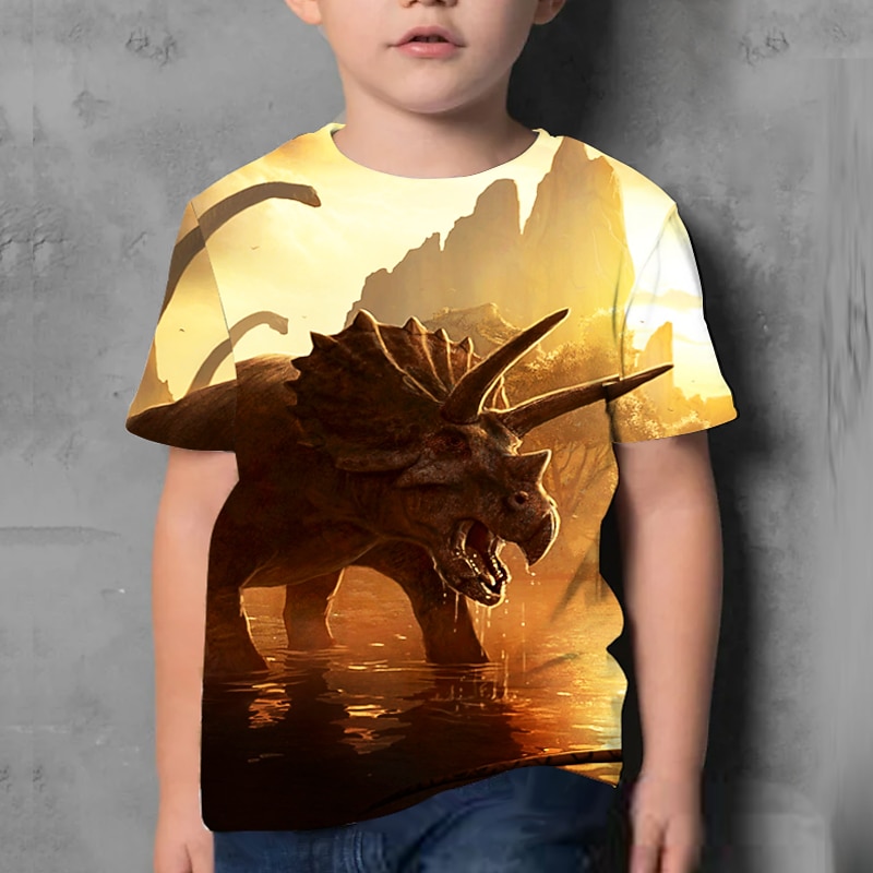 Boys 3D Animal Color Block 3D Print T shirt Tee Short Sleeve 3D Print Summer Streetwear Basic Kids 3-12 Years2