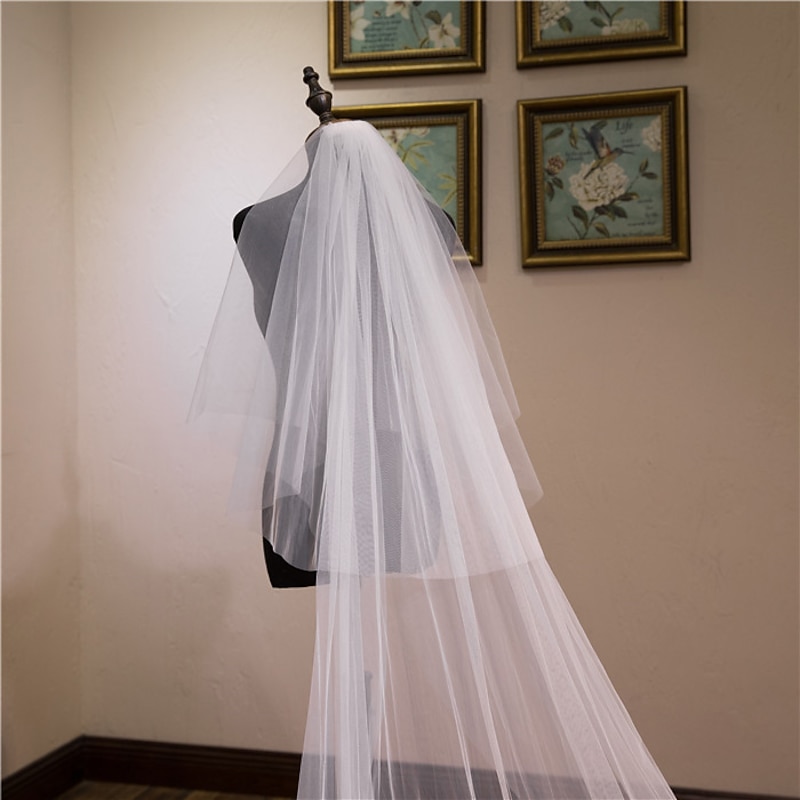 Two-tier Lace Wedding Veil Cathedral Veils with Sequin / Embroidery Tulle dress to impress4
