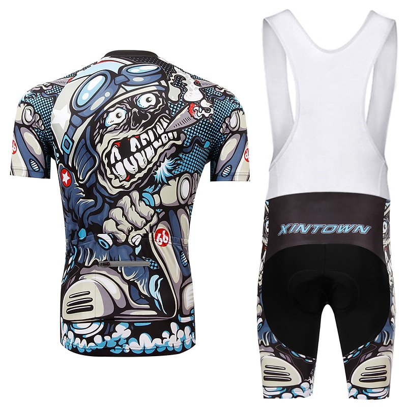 XINTOWN Men's Cycling Jersey with Bib Shorts Cycling Jersey Set Short Sleeve Mountain Bike MTB Road Bike Cycling Winter Black Blue Mint Green Bike Bib Shorts Jersey Clothing Suit 3D Pad Breathable3